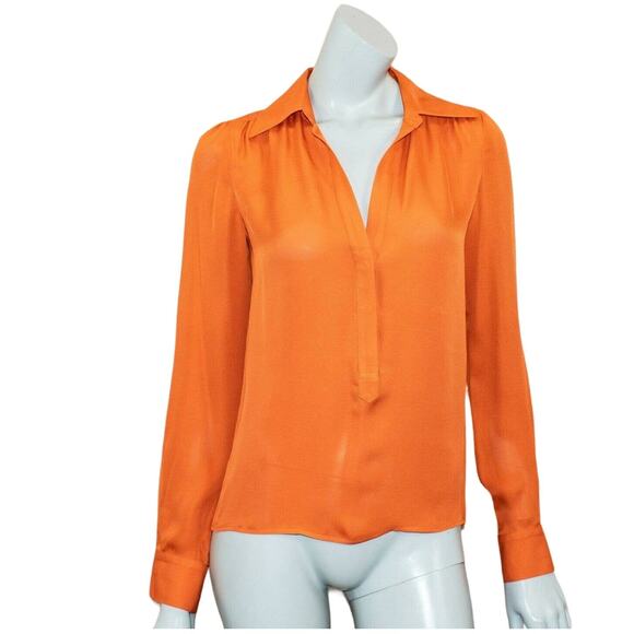 Haute Hippie Silk Split neck Pullover Blouse Orange Size XS - Picture 1 of 9